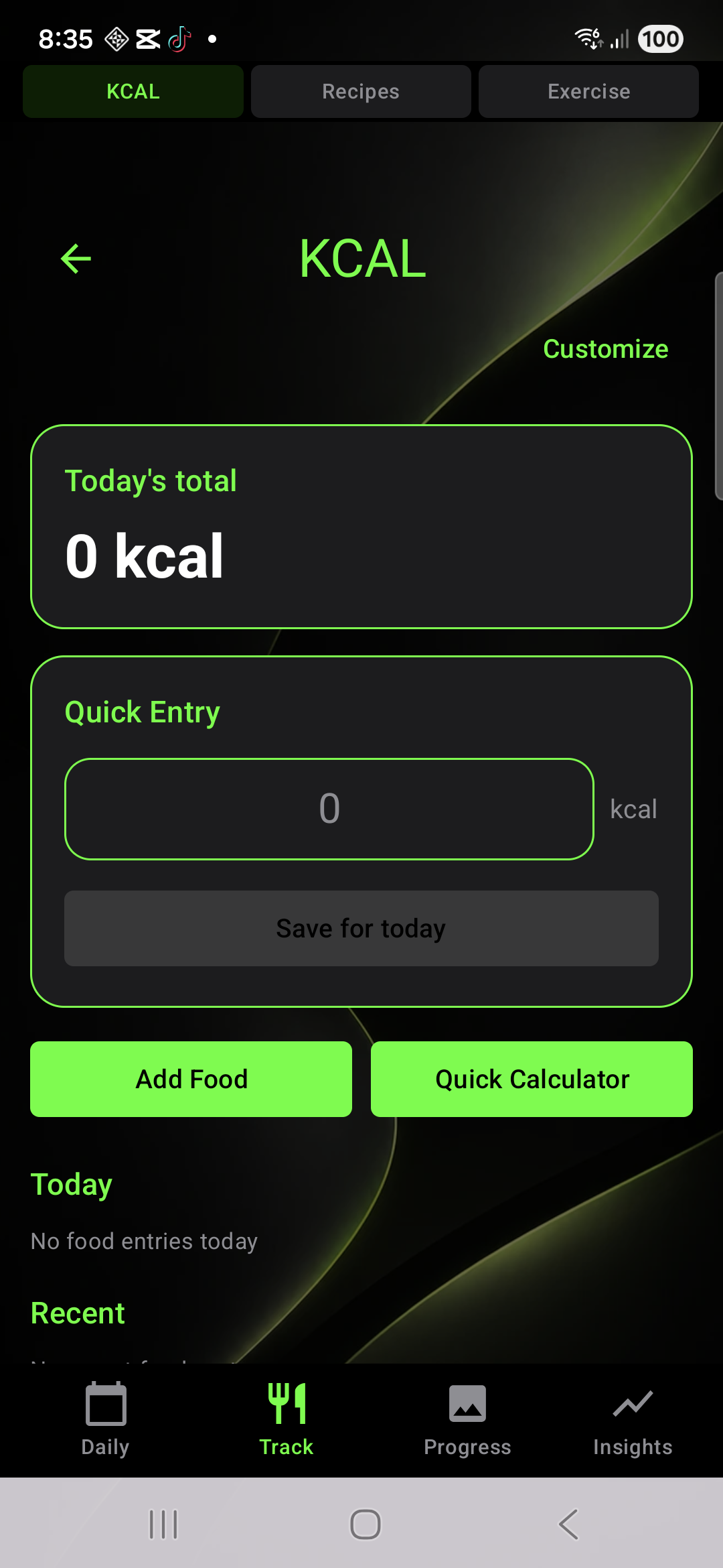 Knwit Weight KCAL tracker with quick food entry